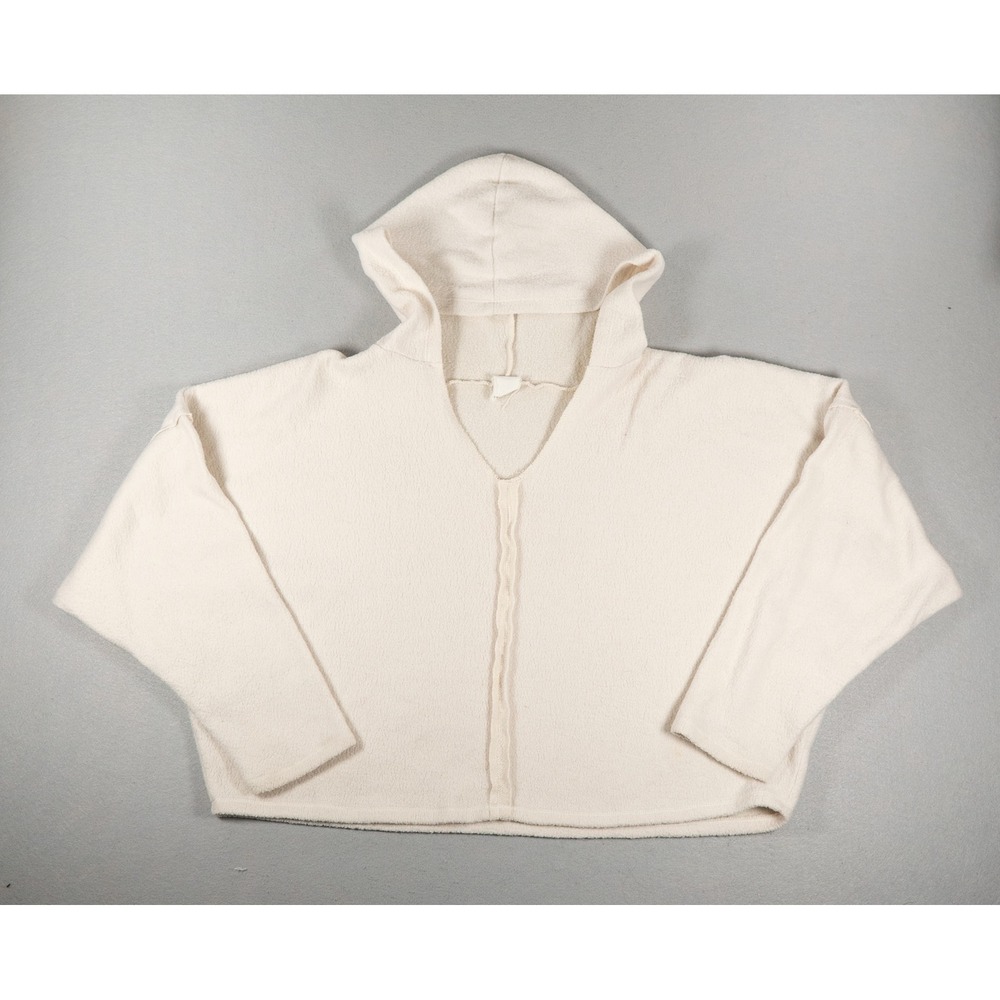 Project Social T Womens Hoodie Cropped Oversized V Neck Cream Medium Loungewear